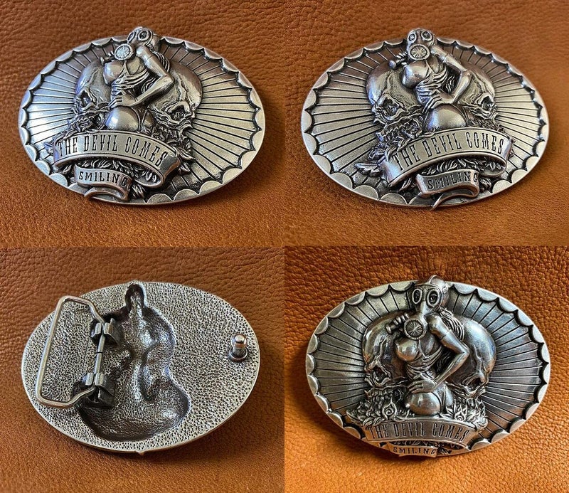 Belts.com HA1439 The Devil Comes Smiling Replacement Engraved Belt Buckle, Fits 1-1/2"(38mm) Belt (Antique Silver) - Image 5